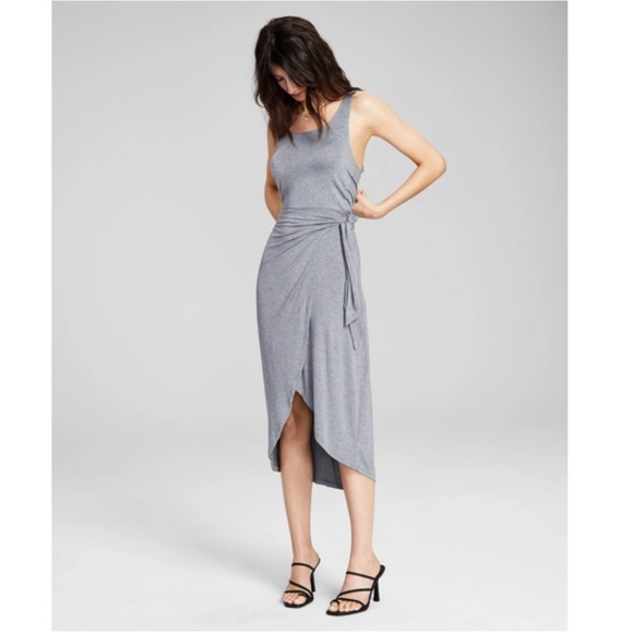 And Now This Dresses & Skirts - AND NOW THIS: Women's Side-tie Knit Midi Dress In Heather Grey (NWT)